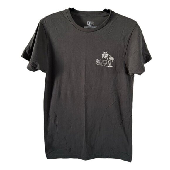 Salty Crew Sz Small Logo Gray Graphic T-Shirt Backside Image Beach Coastal - Picture 1 of 12